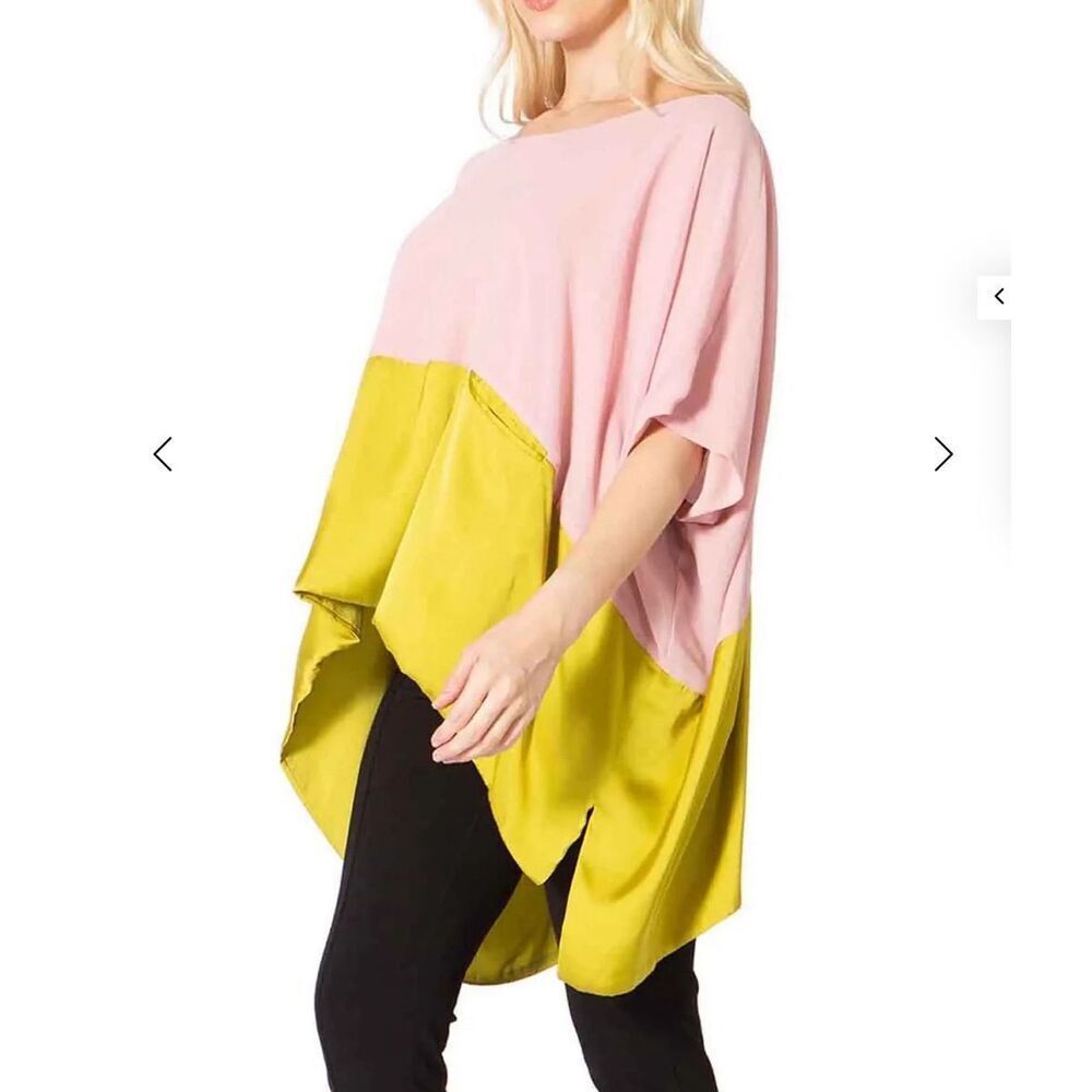 Vertigo NWT Colorblock Asymmetrical Oversized Blouse Size Small/Medium